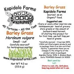 Poster for Kapidolo Farms promoting Barley Grass (Hordeum vulgare) with illustrations and notes about organic, fresh greens for health.